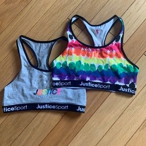 NEW Justice girls sports bras size 34